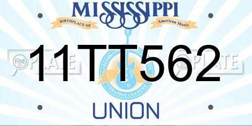 11TT562 Mississippi License Plate