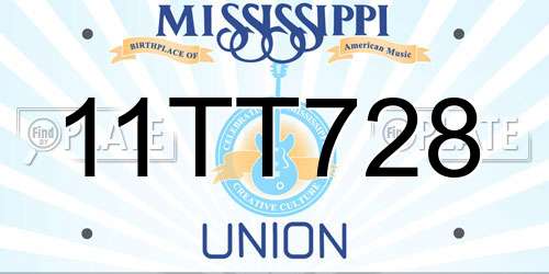 11TT728 Mississippi License Plate
