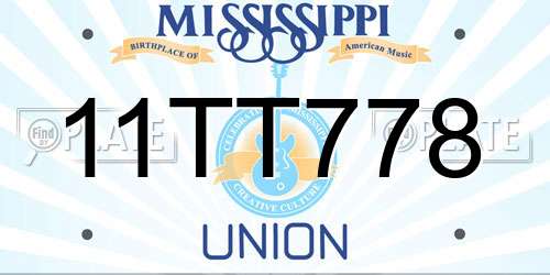 11TT778 Mississippi License Plate