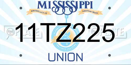 11TZ225 Mississippi License Plate