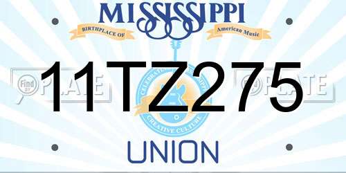 11TZ275 Mississippi License Plate