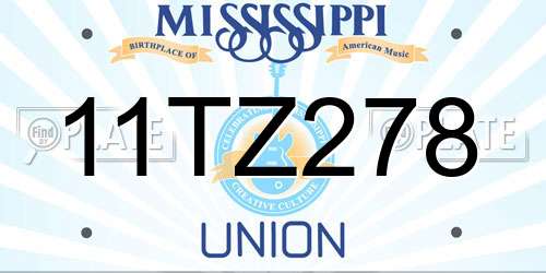 11TZ278 Mississippi License Plate