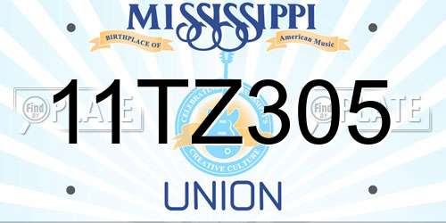 11TZ305 Mississippi License Plate