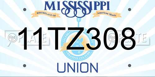 11TZ308 Mississippi License Plate