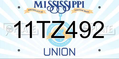 11TZ492 Mississippi License Plate