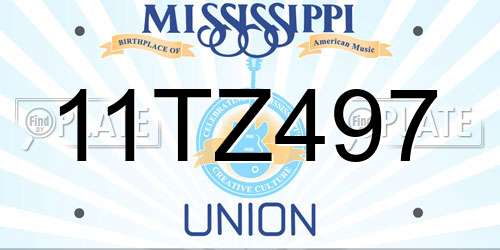 11TZ497 Mississippi License Plate