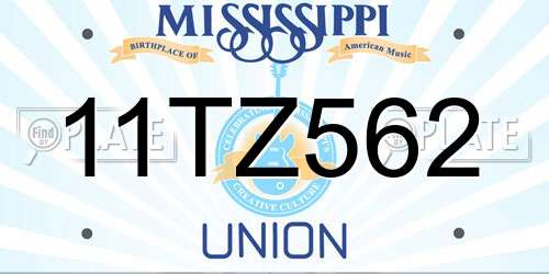 11TZ562 Mississippi License Plate