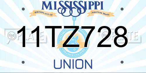 11TZ728 Mississippi License Plate