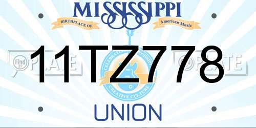 11TZ778 Mississippi License Plate