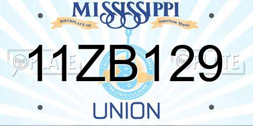 11ZB129 Mississippi License Plate