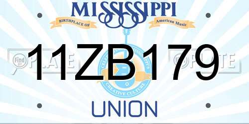 11ZB179 Mississippi License Plate