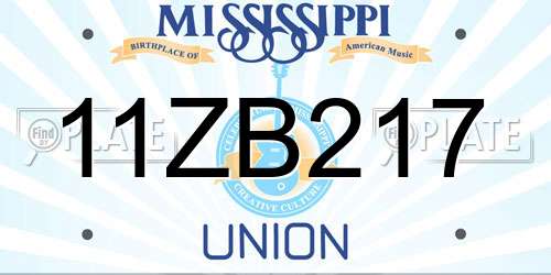 11ZB217 Mississippi License Plate