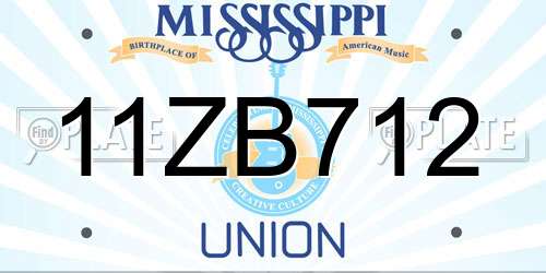 11ZB712 Mississippi License Plate