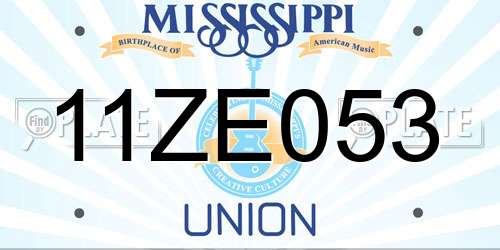 11ZE053 Mississippi License Plate