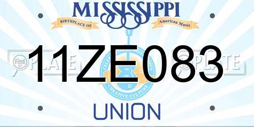 11ZE083 Mississippi License Plate