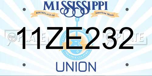 11ZE232 Mississippi License Plate