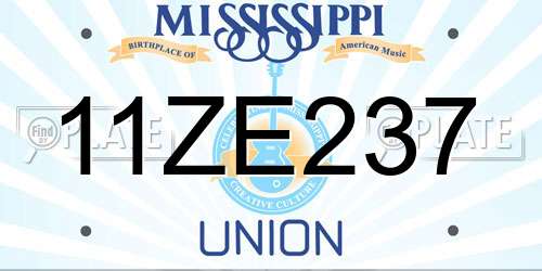 11ZE237 Mississippi License Plate
