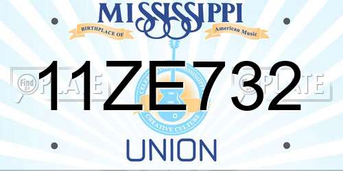 11ZE732 Mississippi License Plate