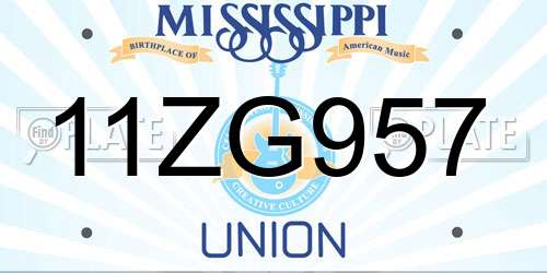 11ZG957 Mississippi License Plate