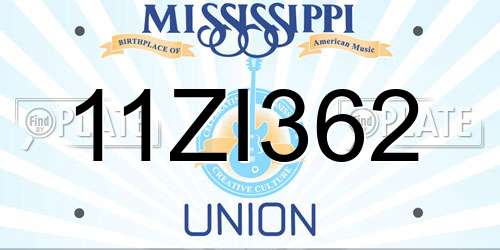 11ZI362 Mississippi License Plate