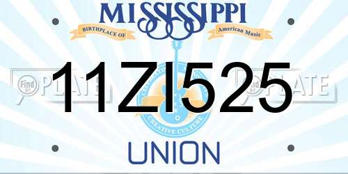 11ZI525 Mississippi License Plate