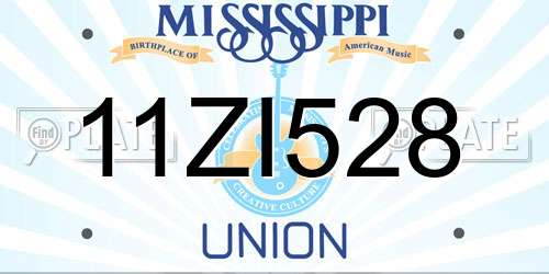 11ZI528 Mississippi License Plate