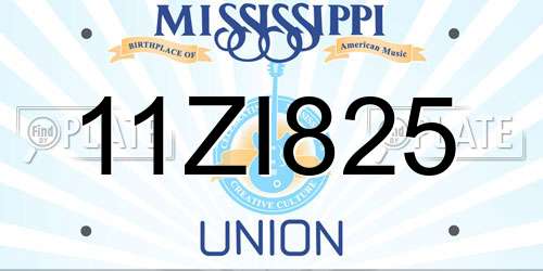 11ZI825 Mississippi License Plate