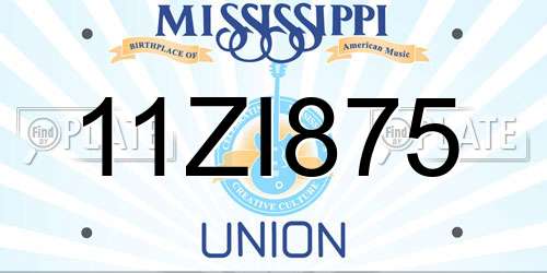 11ZI875 Mississippi License Plate