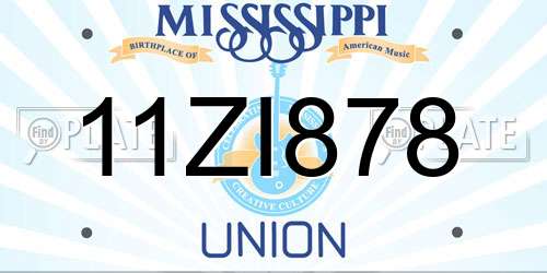 11ZI878 Mississippi License Plate