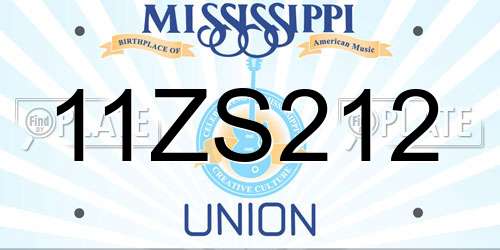11ZS212 Mississippi License Plate