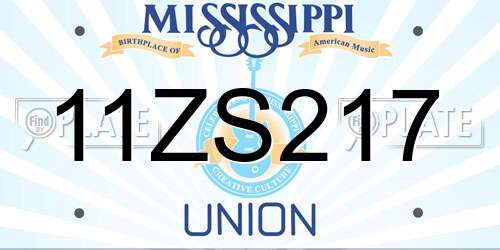 11ZS217 Mississippi License Plate