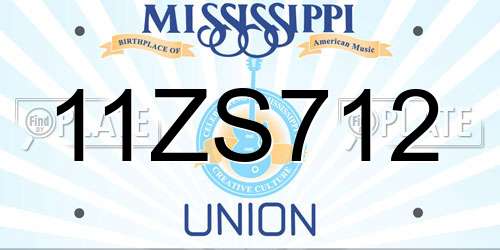 11ZS712 Mississippi License Plate