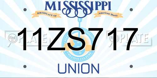11ZS717 Mississippi License Plate