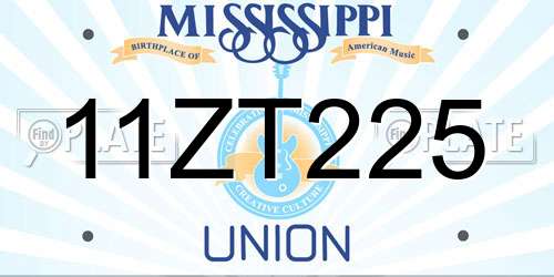 11ZT225 Mississippi License Plate