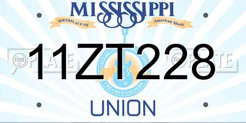 11ZT228 Mississippi License Plate