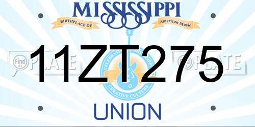 11ZT275 Mississippi License Plate