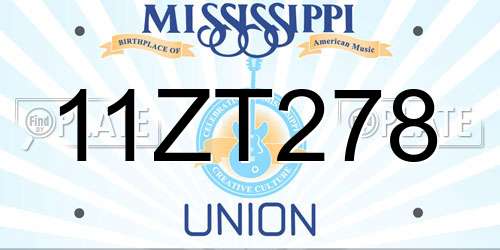 11ZT278 Mississippi License Plate