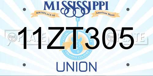 11ZT305 Mississippi License Plate