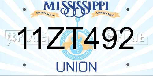 11ZT492 Mississippi License Plate