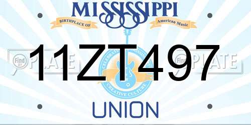 11ZT497 Mississippi License Plate