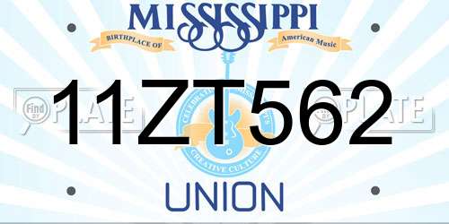 11ZT562 Mississippi License Plate