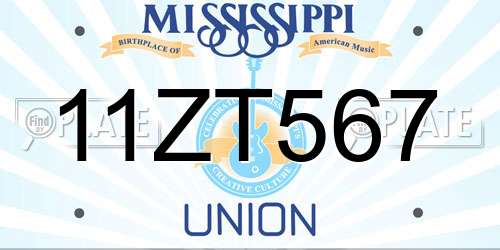 11ZT567 Mississippi License Plate