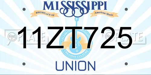 11ZT725 Mississippi License Plate