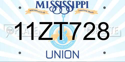 11ZT728 Mississippi License Plate