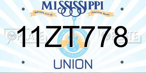11ZT778 Mississippi License Plate