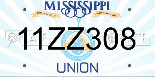 11ZZ308 Mississippi License Plate
