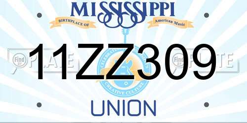 11ZZ309 Mississippi License Plate