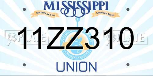 11ZZ310 Mississippi License Plate