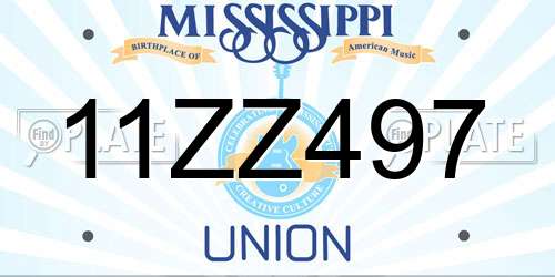 11ZZ497 Mississippi License Plate