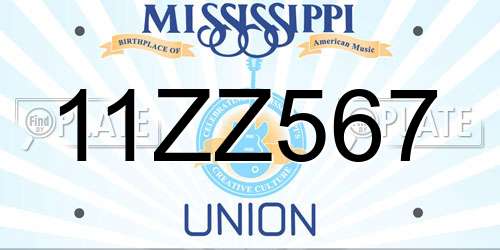 11ZZ567 Mississippi License Plate